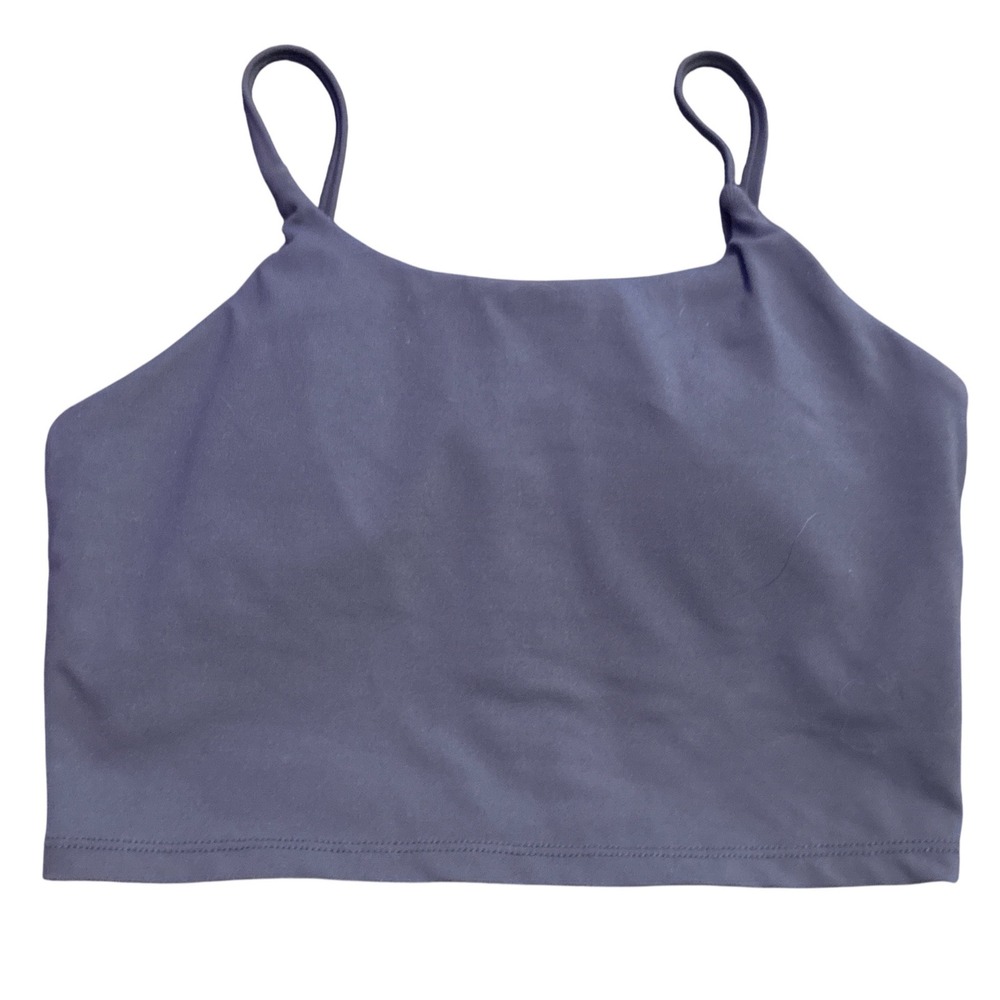 Dark Gray Shelf Bra Cropped Cami Tank Top Spaghetti Strap Small